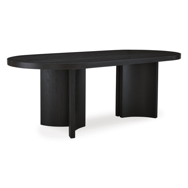 Signature Design by Ashley Oval Rowanbeck Dining Table with Pedestal Base D821-25 IMAGE 1