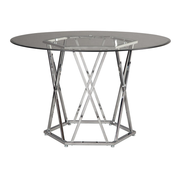 Signature Design by Ashley Round Madanere Dining Table with Glass Top and Pedestal Base D275-15 IMAGE 1