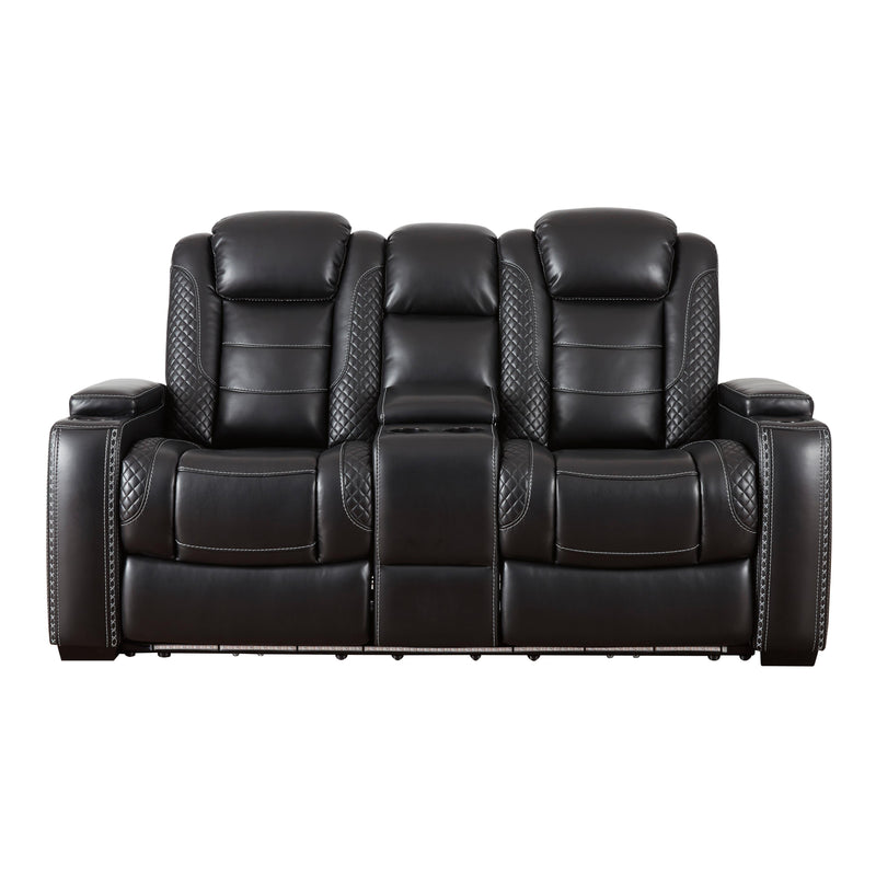 Signature Design by Ashley Party Time Power Reclining Leather Look Loveseat 3700318 IMAGE 1