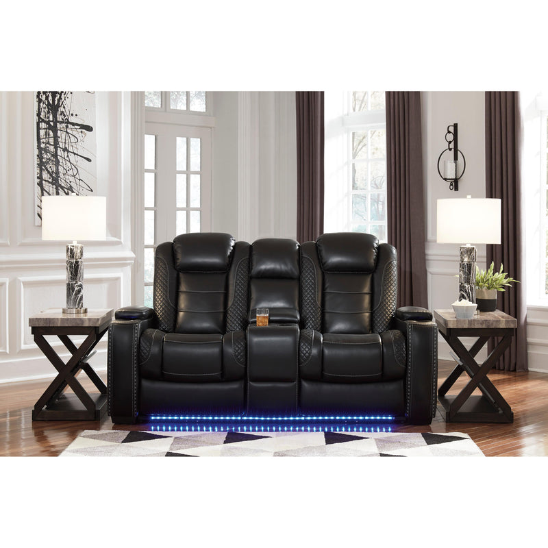 Signature Design by Ashley Party Time Power Reclining Leather Look Loveseat 3700318 IMAGE 5