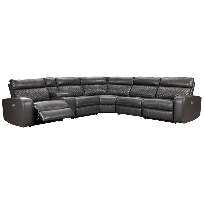 Signature Design by Ashley Samperstone Power Reclining Leather Look 6 pc Sectional 5520358/5520357/5520319/5520377/5520346/5520362 IMAGE 1