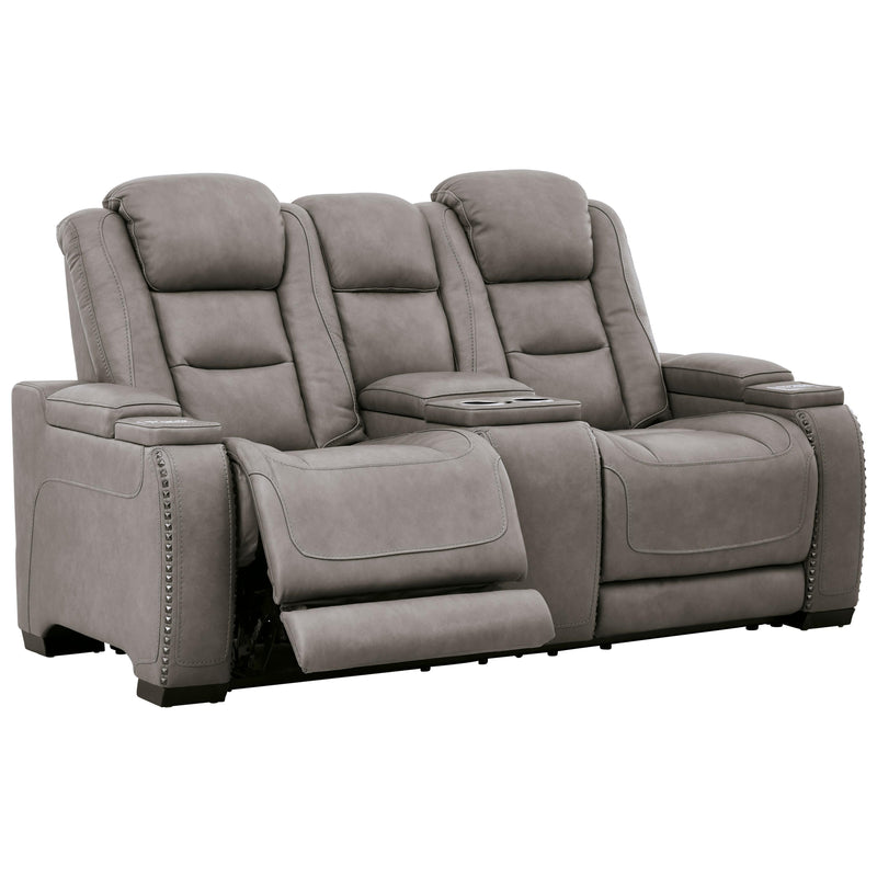 Signature Design by Ashley The Man-Den Power Reclining Leather Match Loveseat U8530518 IMAGE 2
