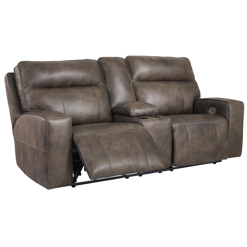Signature Design by Ashley Game Plan Power Reclining Leather Loveseat U1520518 IMAGE 1